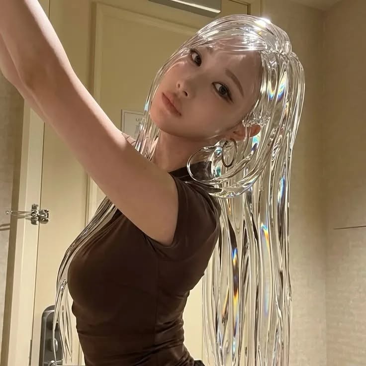 Glass-chrome hair portrait