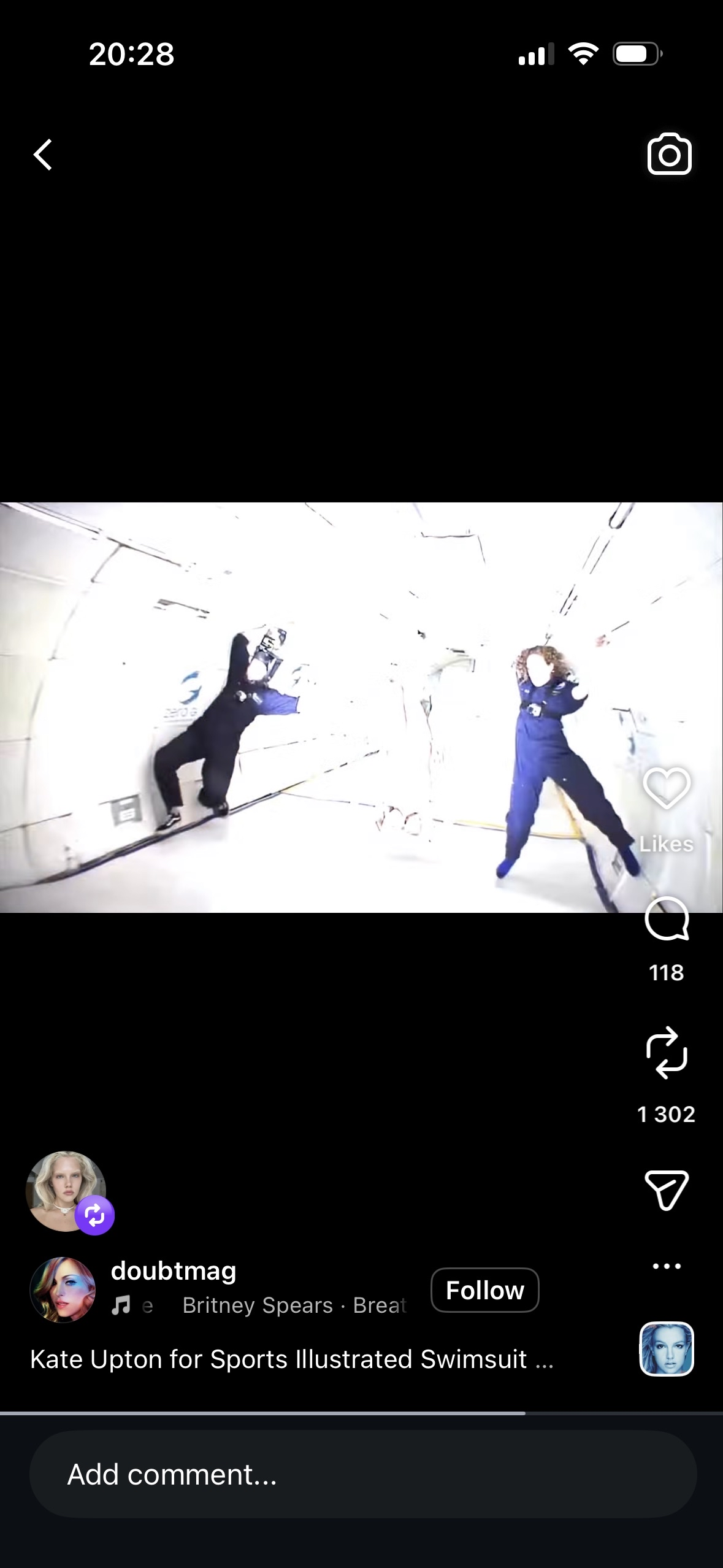 Zero-gravity shoot — overexposed crew float