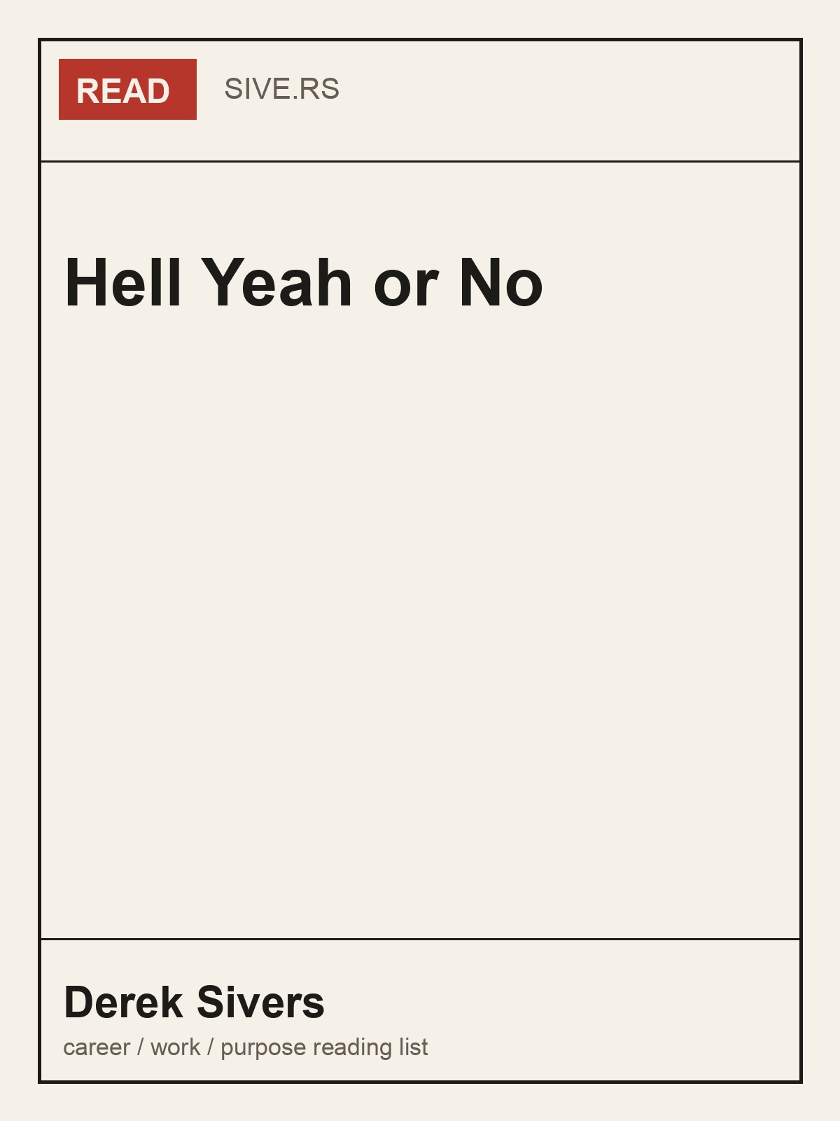 Hell Yeah or No