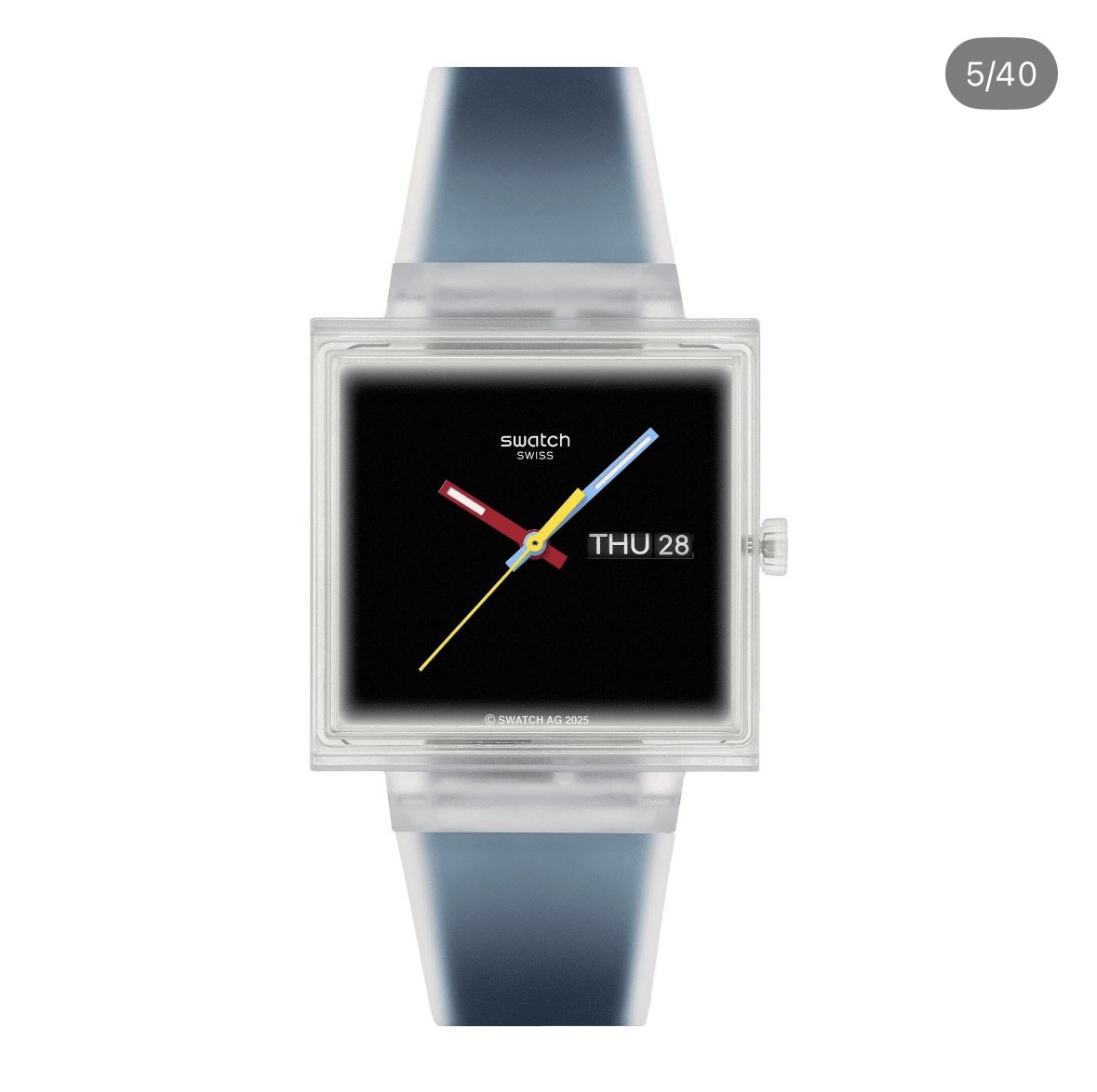 Swatch translucent square day-date watch